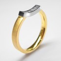 Gelbgold-Platin Ring, seidenschimmer-poliert mit 5 Brillanten