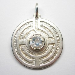 Rosengarten-Amulett, groß - Silber - Bergkristall facettiert