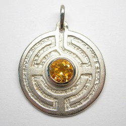 Rosengarten-Amulett, groß - Silber - Citrin facettiert