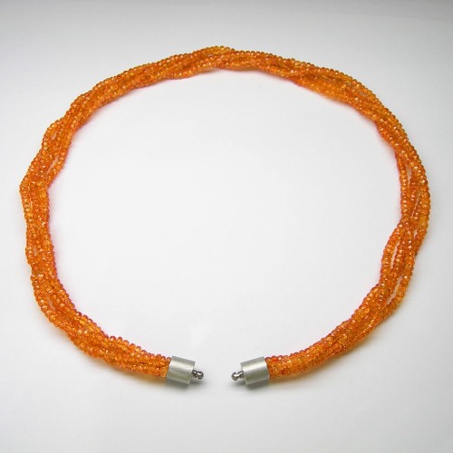 Edelstein-Collier mit Mandarin-Granat, Palladium – Flextechnik
