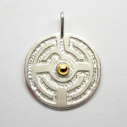 Rosengarten-Amulett, klein - Silber - mit Gelbgold-Kugel