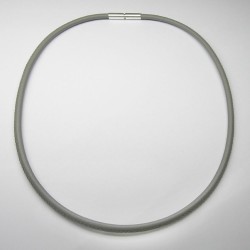 Leder-Collier (4,40 mm), grau mit Bajonettverschluss – Silber