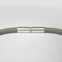 Leder-Collier (4,40 mm), grau mit Bajonettverschluss – Silber