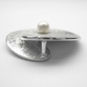 Silber-Anhänger "Perlenblatt" mit Süßwasser-Zuchtperle, eismatt