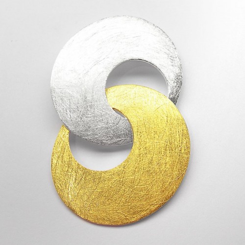Silber-Anhänger "Sonnen-Monden Wogen" - teilvergoldet, eismatt