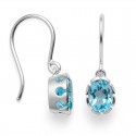 Silber-Ohrhänger "Neptun-Krone" mit Blautopas, seidenmatt - poliert