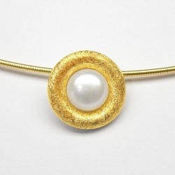 Silber-Anhänger "Sonniger Perlensee" teilvergoldet, eismatt