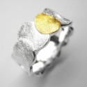 Silberring "Sonneninsel" - teilvergoldet, eismatt