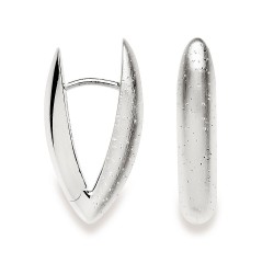 Silber-Ohrcreolen "V", diamantiert-poliert